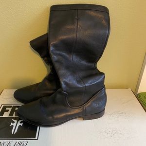 Frye Cindy Slouch Black Leather Boots Size 9.5